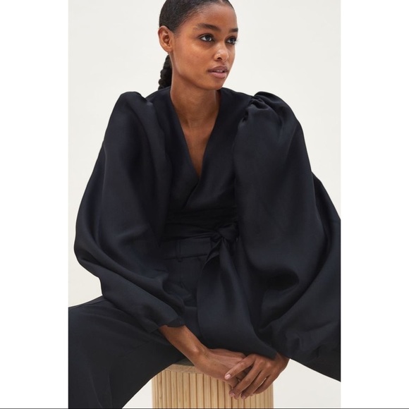 H&M Conscious Exclusive Cropped Silk-blend Bolero Top - Picture 3 of 7